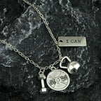 Dumbbell Barbell Letter Pendant — Stainless Steel