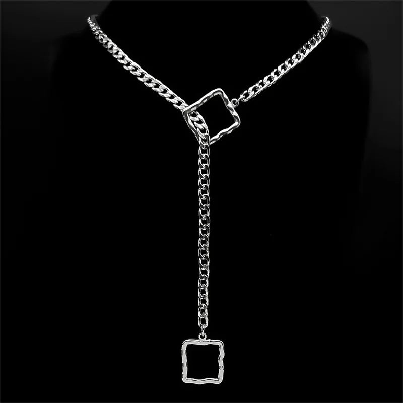 Heart O-Ring Chain Necklace — Stainless Steel