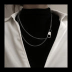 Safety Buckle Double Chain Necklace — SS