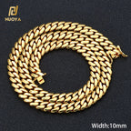 Gold Cuban Chain Necklace 10MM Smooth 18K
