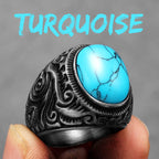 Black Turquoise Ring — Stainless Steel