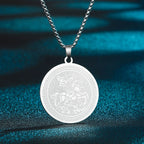 QIMING Dainty Saint George Pendant Necklace For Men Stainless Steel Warrior St. George's Dragon Medallion Mythology