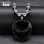Gothic Black Heart Pendant — Stainless