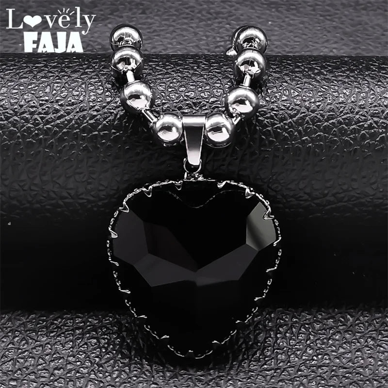 Gothic Black Heart Pendant — Stainless