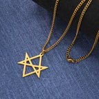 Thelema Unicursal Hexagram Pendant Necklace — Stainless Steel