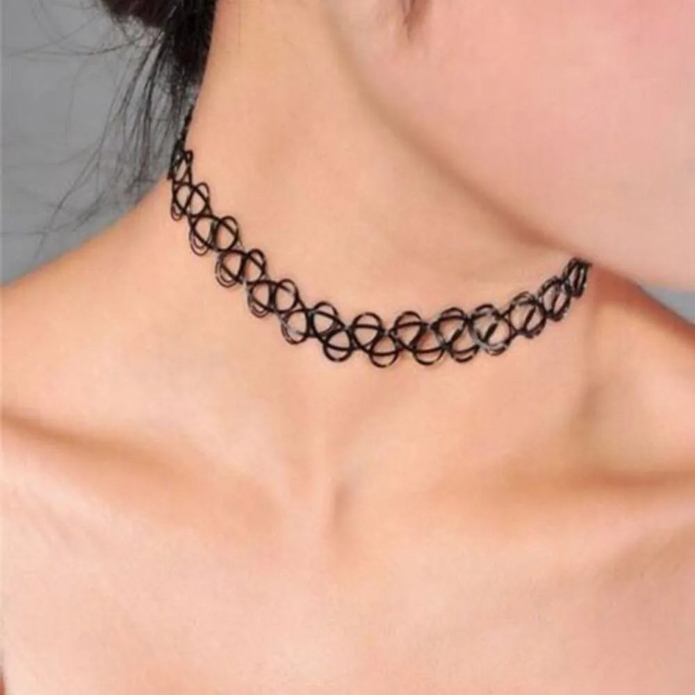 Fashion Gothic Jewellery Stretch Tattoo Choker Vintage Elastic Choker Necklace Retro Necklace Women's Necklace