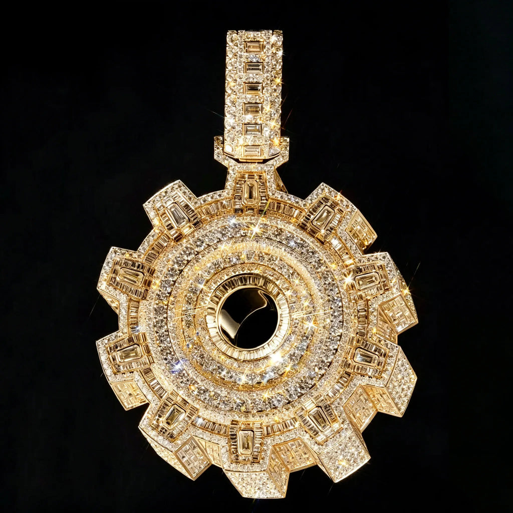 Gear Shaped Pendant Hip-hop Necklace Accessory Rapper Jewelry Street Party Music Festival Fine Jewelry Gifts for Men Boy Friends