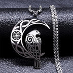 Witch Triquetra Trinity Celtic Knot Necklace Stainless Steel Pentagram Triple Moon Goddess Necklaces Jewelry Collar N3406S02