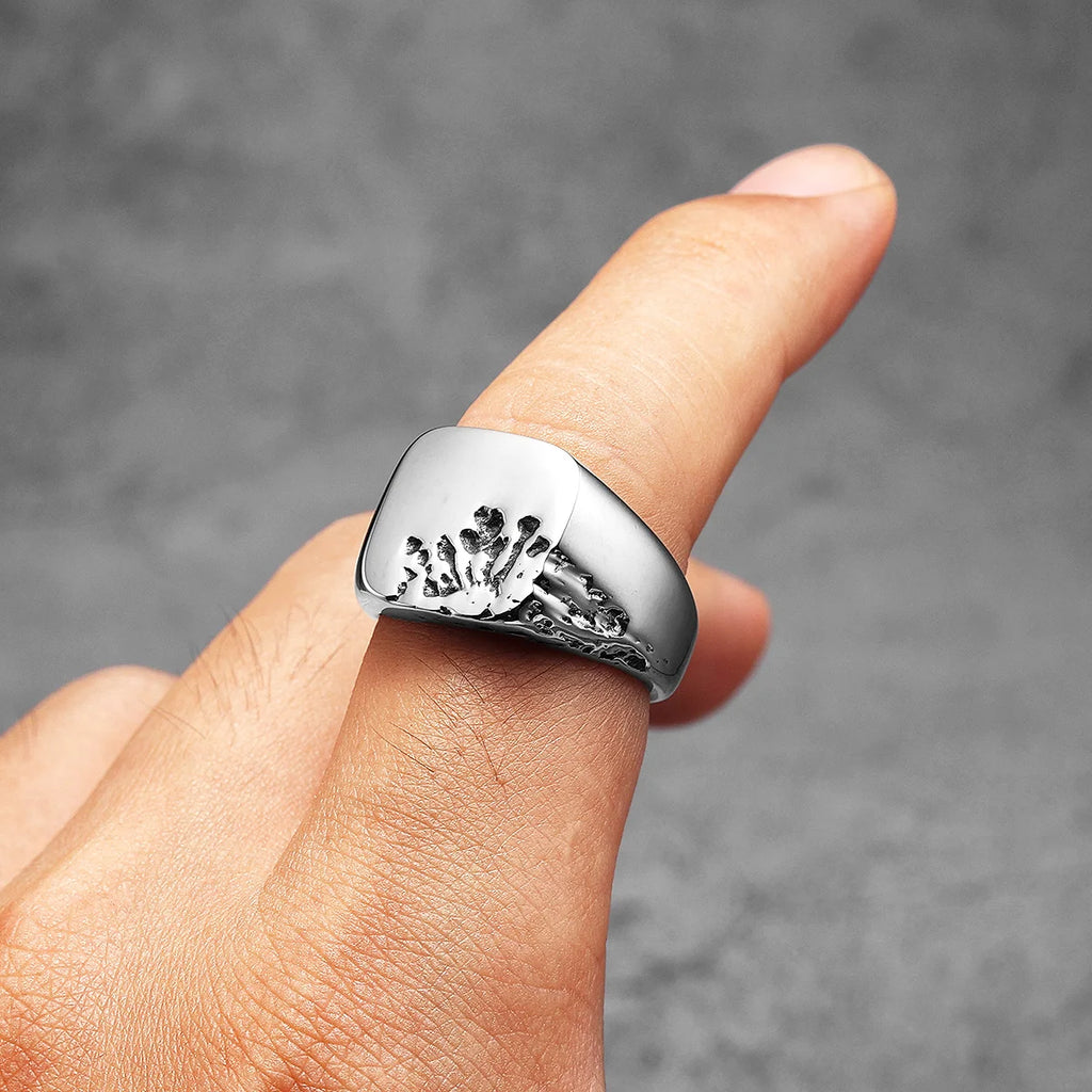 Stainless Steel Statement Ring Retro Burst