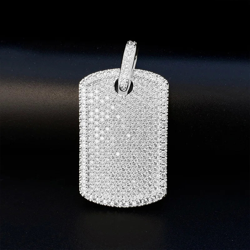 Iced Out Dog Tag Pendant Necklace — Gold