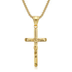 Jesus Cross Pendant Collar Chain Necklace — Stainless Steel