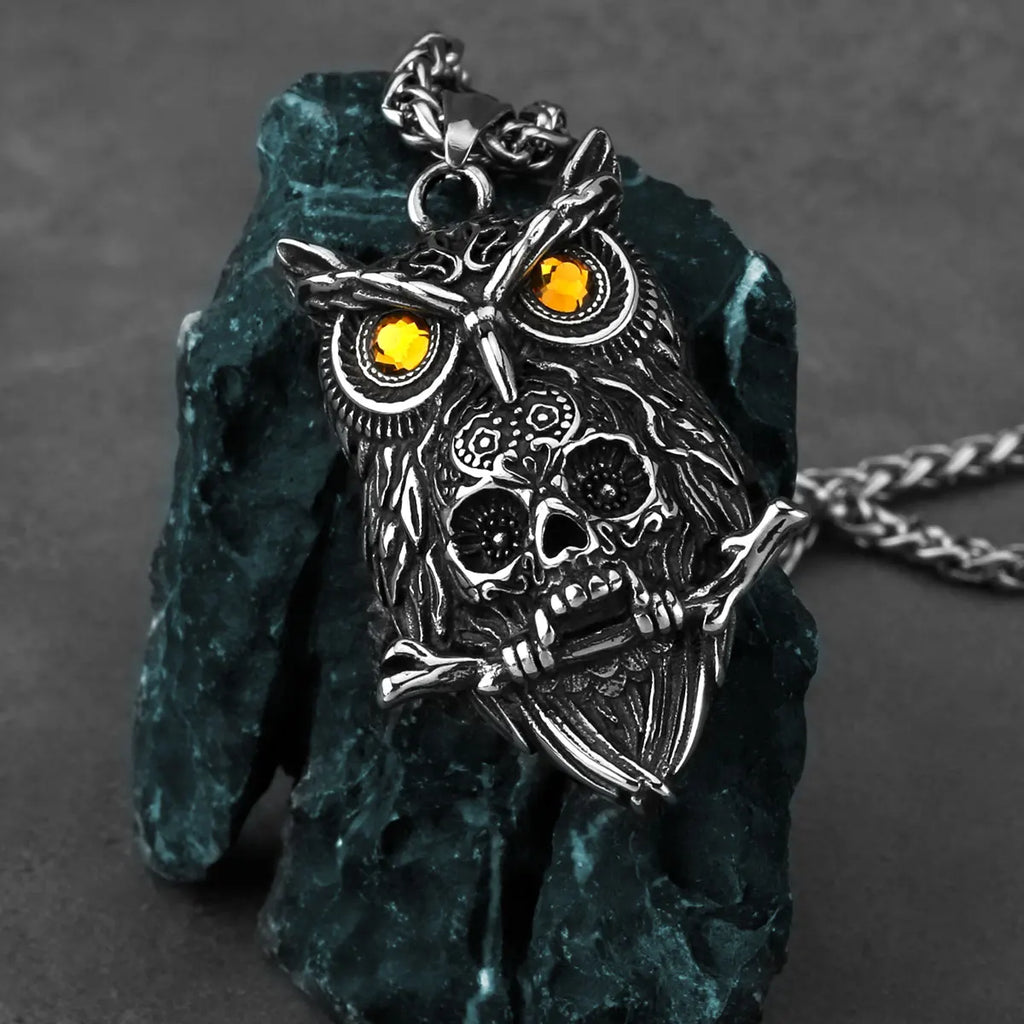 Neo-Gothic Skull Pendant Necklace — Stainless Steel
