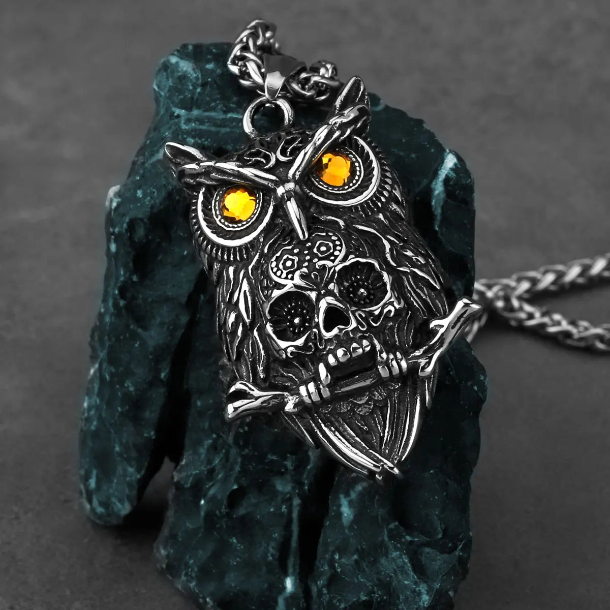 Neo-Gothic Skull Pendant Necklace — Stainless Steel