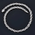 Iced Out Rope Chain Necklace Stainless Steel CZ