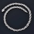 Iced Out Rope Chain Necklace Stainless Steel CZ