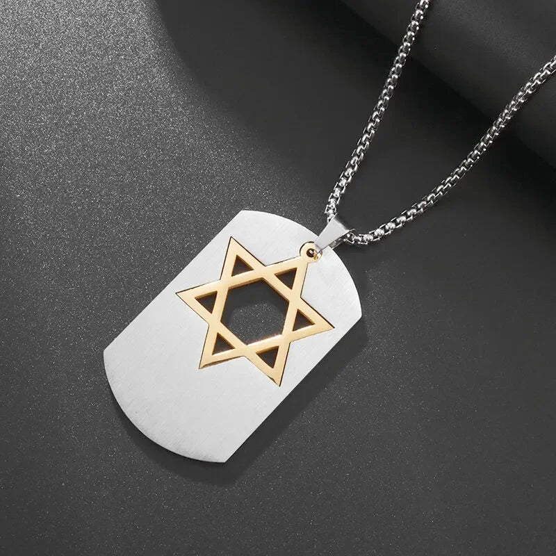Stainless Steel Solomon Religious Seven Archangels Compass Pendant Necklace Men's Retro Lucky Amulet Jewelry