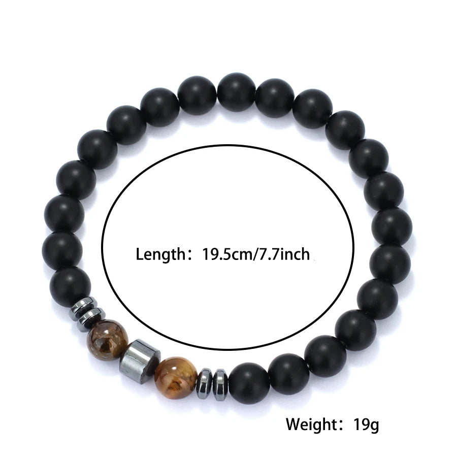 Premium Natural Volcanic Stone Beaded Bracelet Handmade Tiger Eyes Howlite Onyx Beads Braclet Meditation Healing Leisure Joias