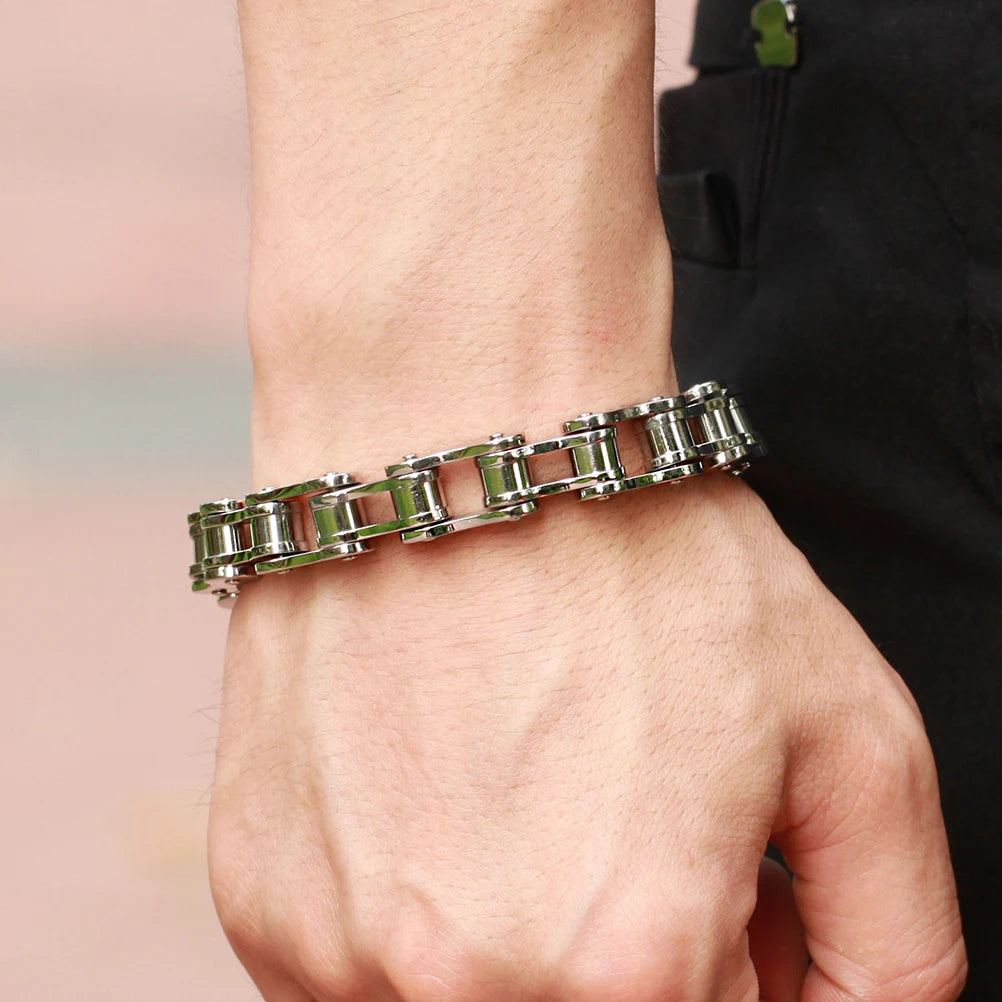 Biker Bicycle Motorcycle Chain Bracelet Bangle Punk Jewelry Retro Men Fashion Titanium Steel Bracelet Gift