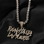 Signature Real Hasta La Muerte Pendant Necklace Two Row Letters Hip Hop Iced Out 5A CZ Capital Initial Anuel AA's