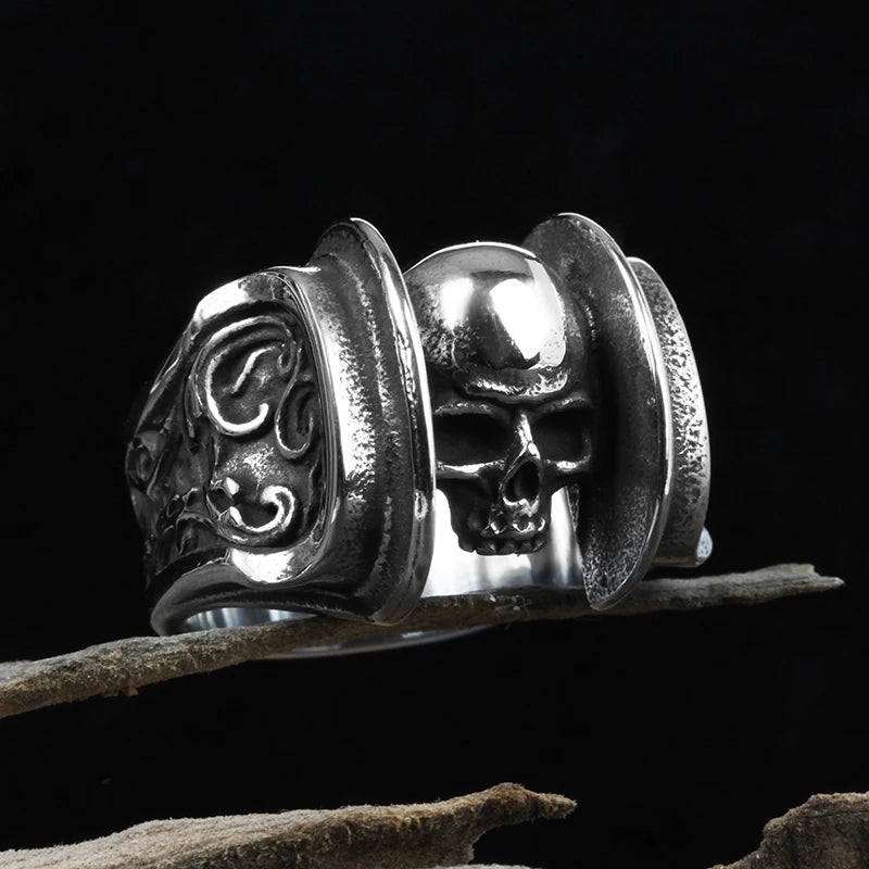 316L Stainless Steel Various Design 2022 New Arrive Classical Skull Men`s Ring With Pattern Punk Rock Gothic Creative