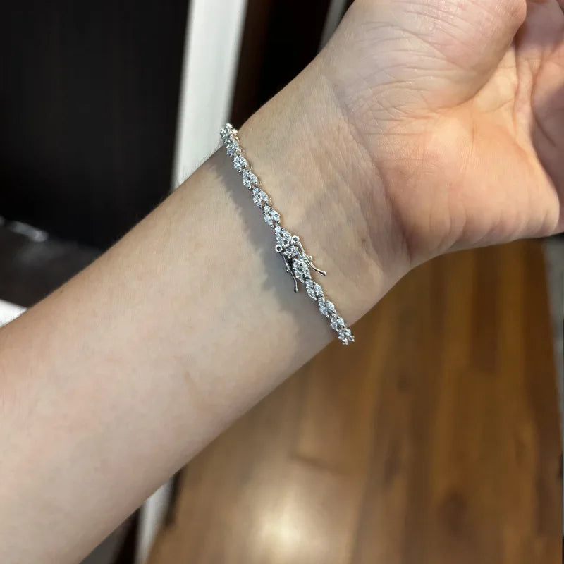 Luxury white certifid marquise bracelet full of for women, encrusted birthda