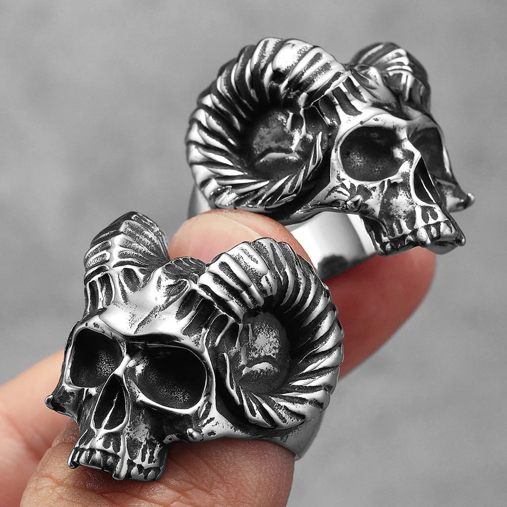 Gothic Satan Skull Ring — Stainless Steel