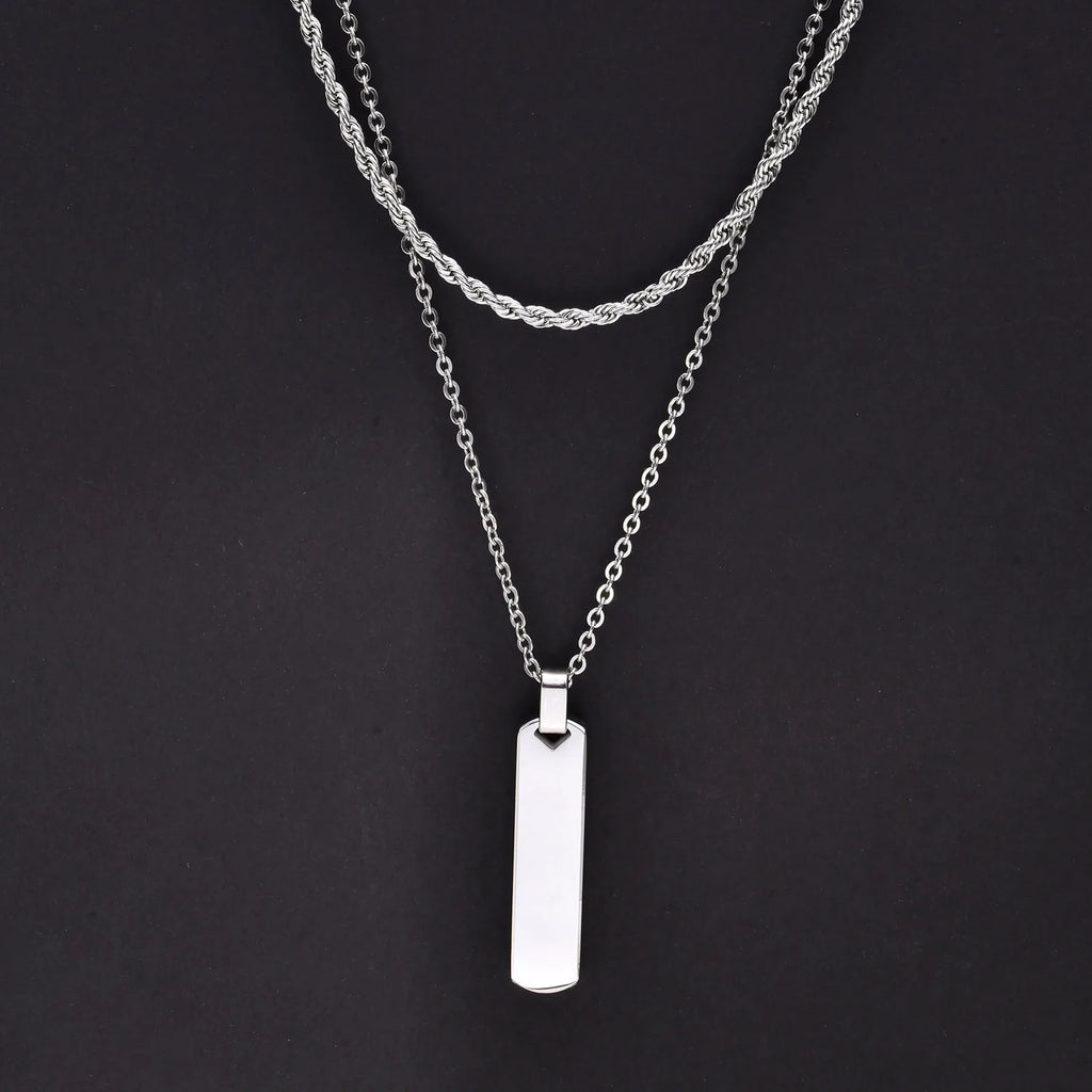 Double Layer Cuban Chain Necklace — SS