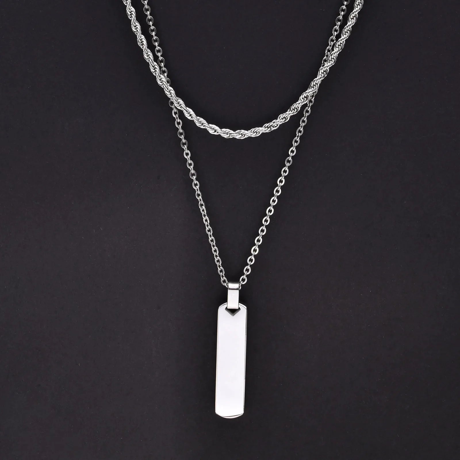 Double Layer Cuban Chain Necklace — SS