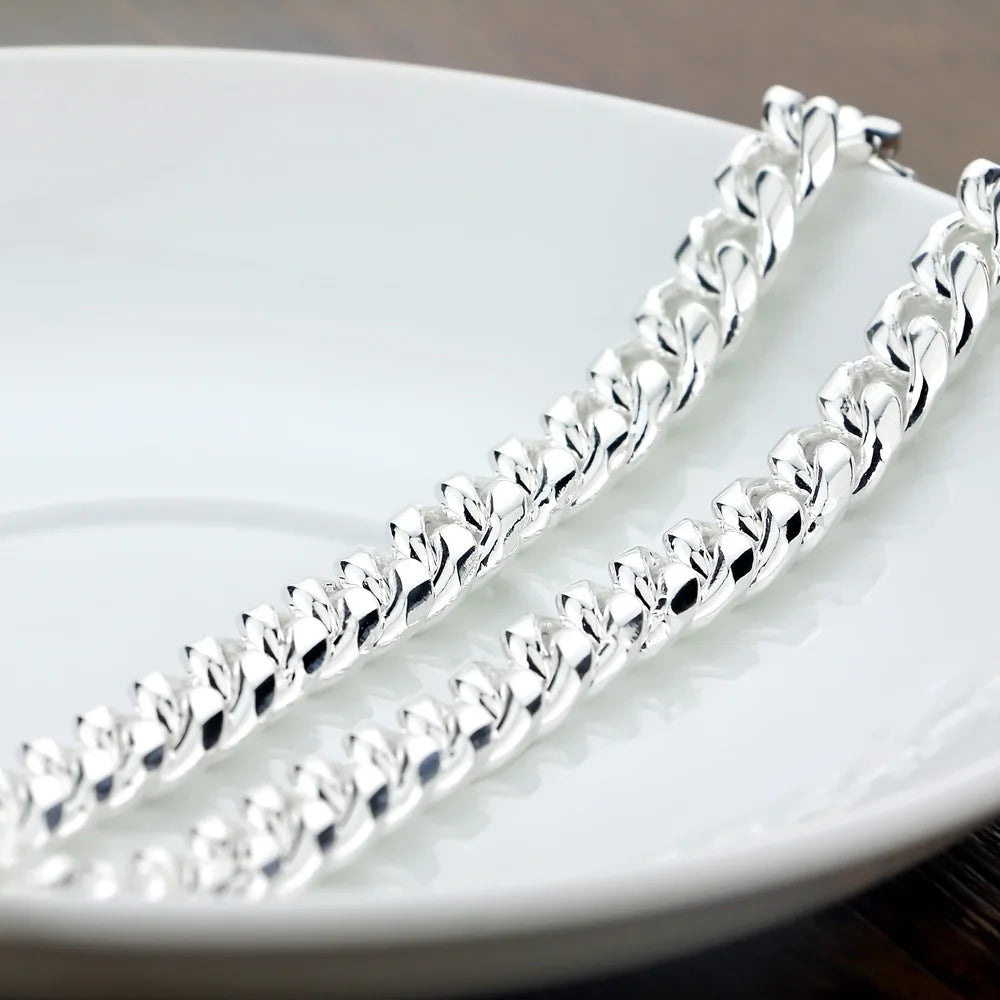 Miami Cuban Link Chain Necklace — Silver-Tone 8mm