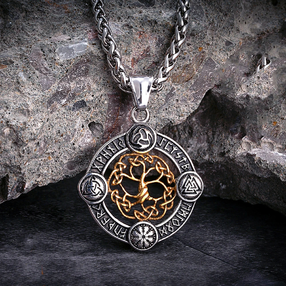 Norse Life Tree Pendant Necklace — Gold-Tone