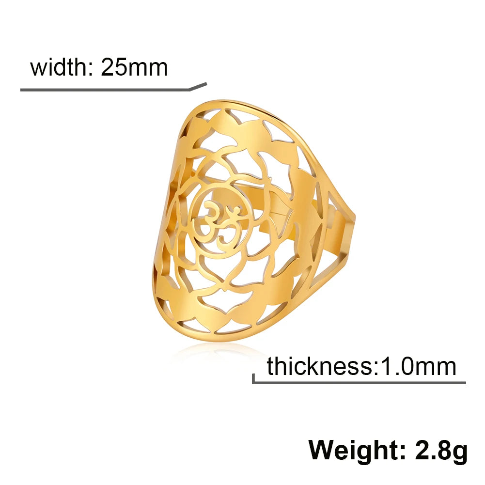 COOLTIME Sigil of Lilith Ring Vintage Stainless Steel Adjustable Pentagram Om Symbol Magic Couple Rings Amulet Jewelry