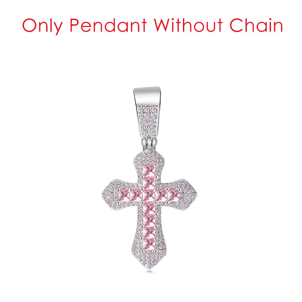 Cross Pendant Rope Chain Necklace Iced Out