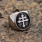 Classic Lorraine Cross Signet Ring for Men Gold/Silver Color Stainless Steel Orthodox Cross Ring Male Punk Biker Jewelry