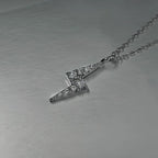 Hip Hop Men Zircon Stainless Steel Lightning Pendant Necklace Simple Punk Necklace For Women Retro Party Jewelry
