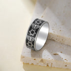 EUEAVAN Star of David Rings Stainless Steel Classic Hexagram Menorah Ring for Women Men Jewish Jewelry Gift