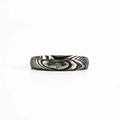 Damascus Steel CZ Band Ring — Stainless Steel