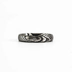 Damascus Steel CZ Band Ring — Stainless Steel
