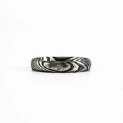 Damascus Steel CZ Band Ring — Stainless Steel