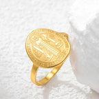 Saint Benedict of Nursia Ring for Men and Women — Stainless Steel