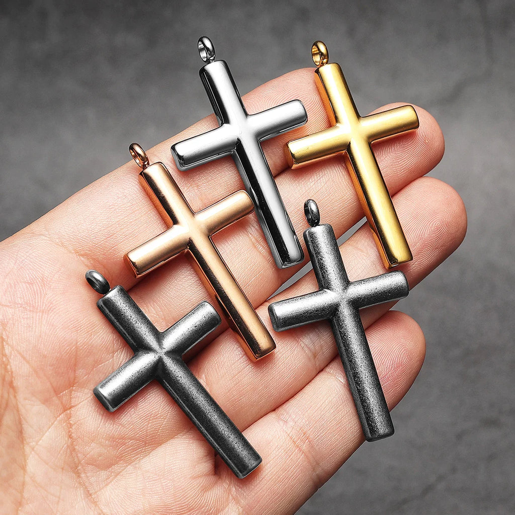 Cross Pendant Necklace Stainless Steel Minimal