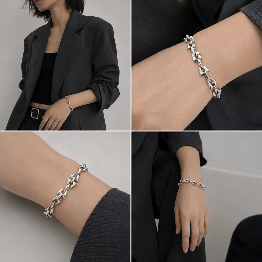 Letter Z Thorn Barbed Wire Link Chain Bracelet for Men & Women
