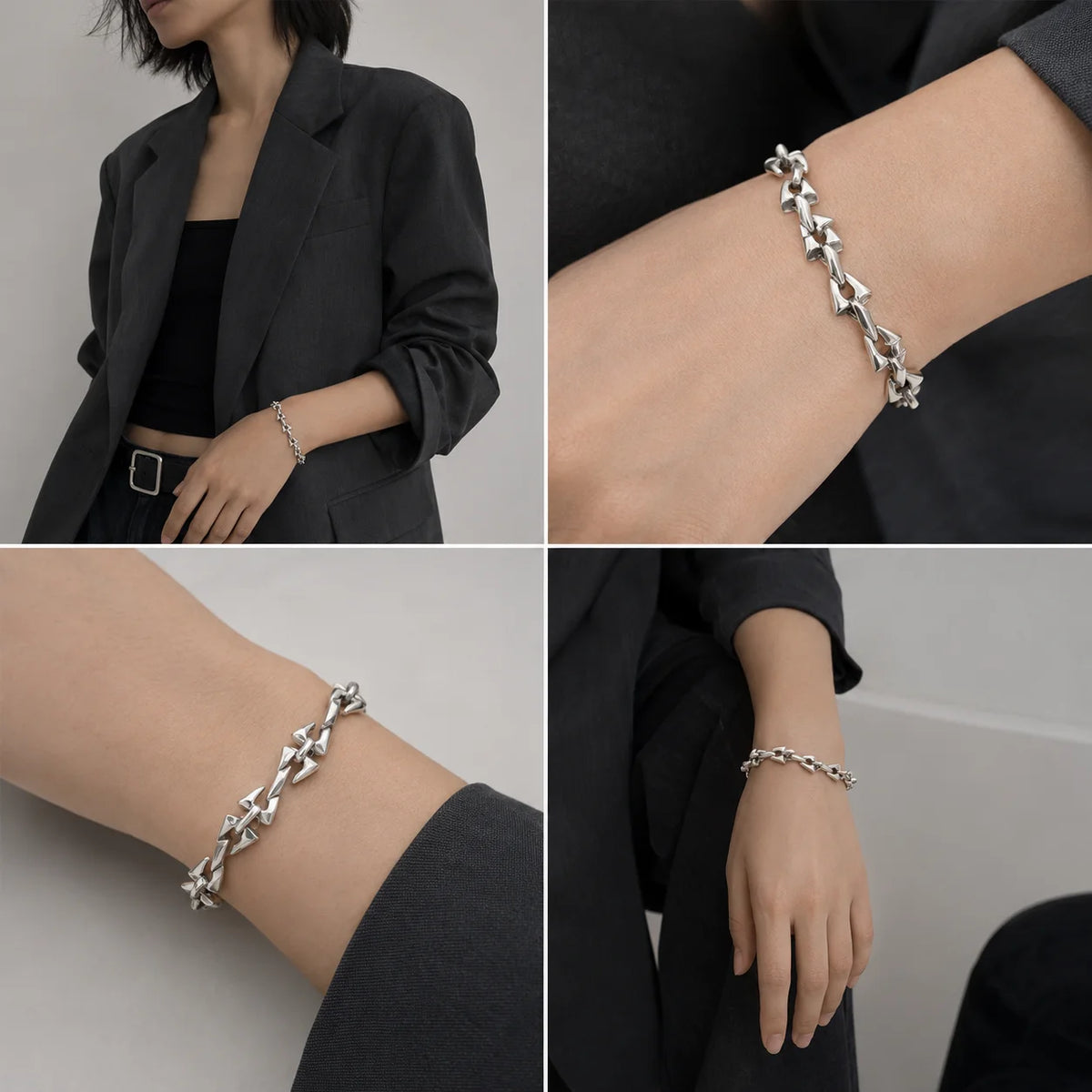 Letter Z Thorn Barbed Wire Link Chain Bracelet for Men & Women