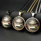 The Last Supper Twelve Apostles Glass Medal Pendant Necklace Women Men Stainless Steel Gold Color Christian Amulet