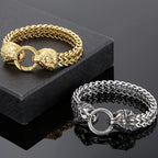 Lion Head With Square Franco Link Chain Bracelet for Man Stainless Steel Men's Bracelets Masculine Jewelry Birthday