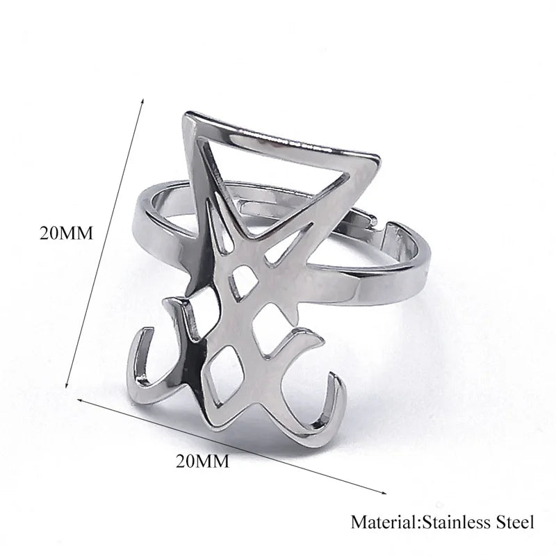 Gothic Sigil Ring — Stainless Steel Adjustable