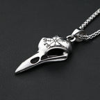 Vintage Fashion Vikings Compass Crow Head Pendant Necklace For Men Stainless Steel Nordic Animal Skull Necklaces Biker