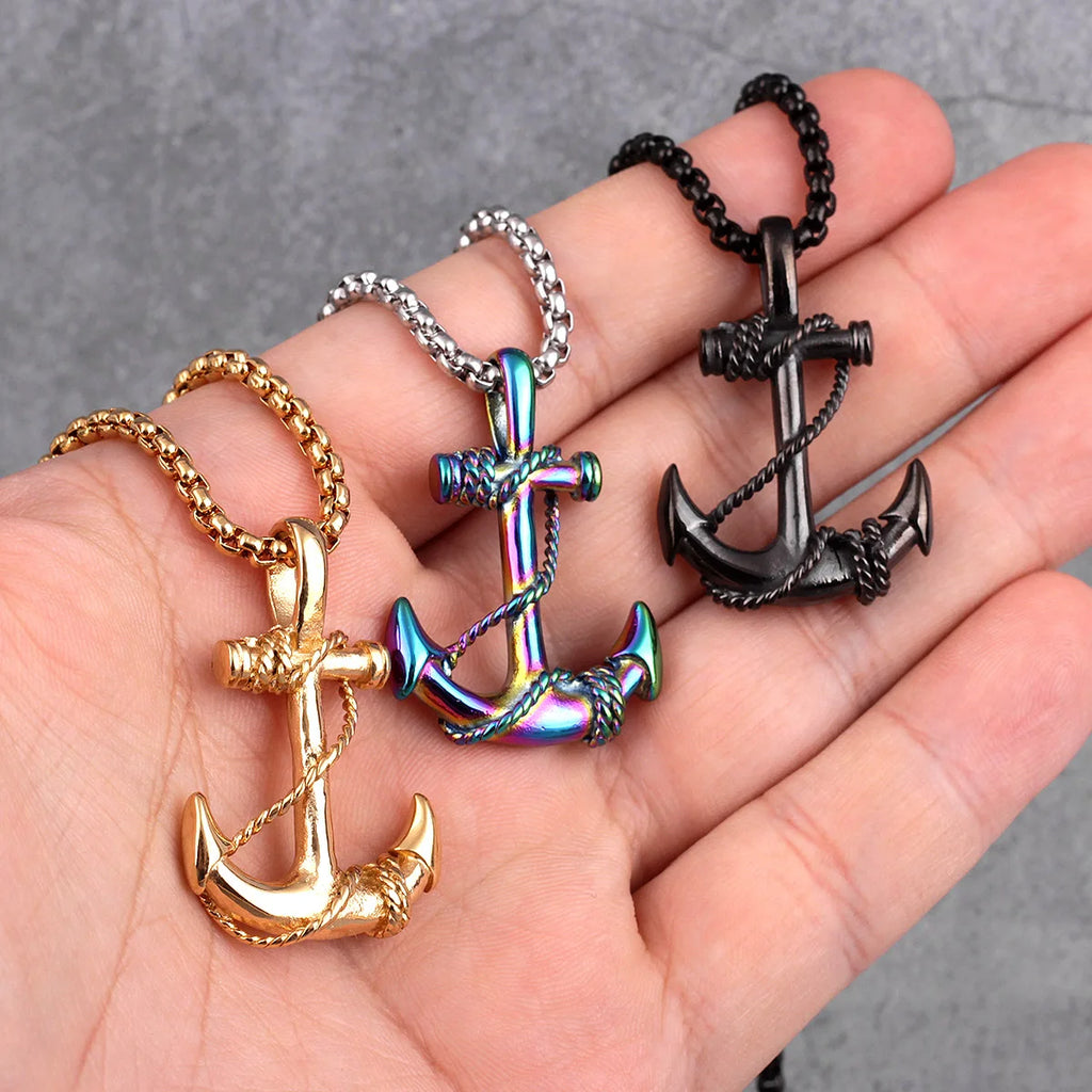 Anchor Sailor Pendant Necklace — Stainless Steel