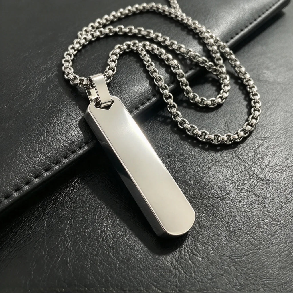 Minimalist Vertical Rectangle Bar Necklace — 316L Stainless Steel