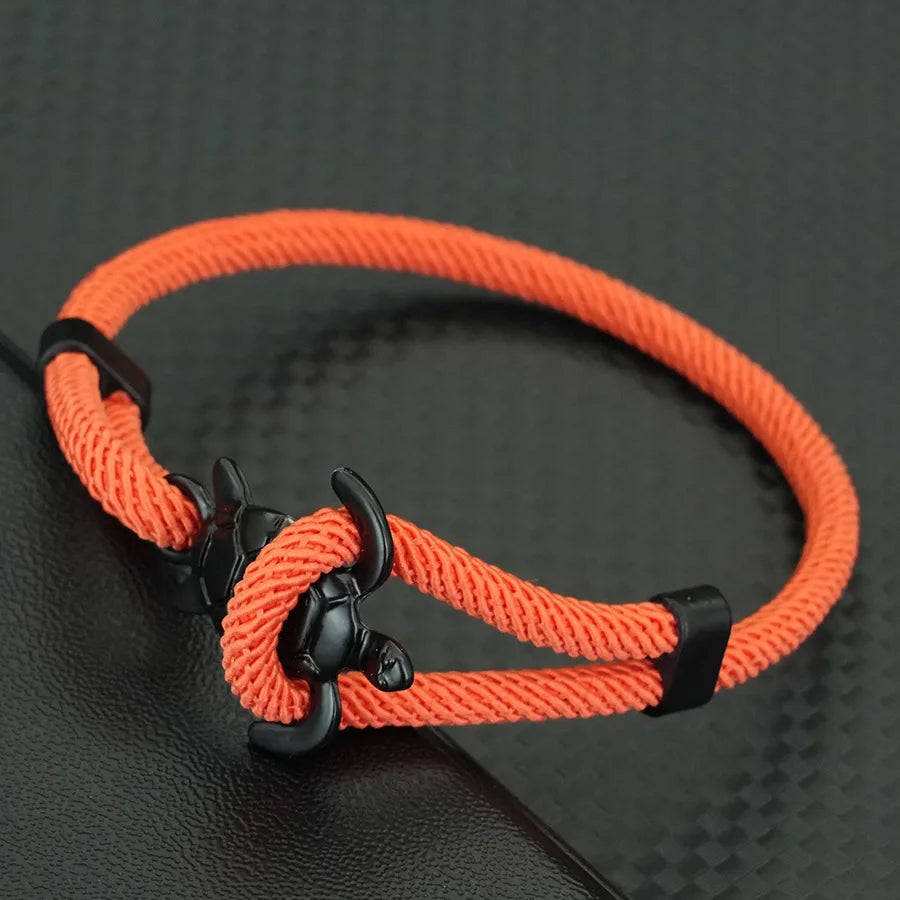 Unique Marine Turtle Rope Bracelet Men Adjustable Easy Hook Multi-Color Option Milan Cord Wristband Beach Homme Jewelry
