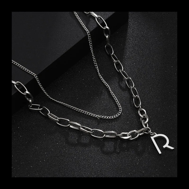 Double Layer Stacked Necklace — Stainless